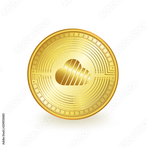 SkyCoin Cryptocurrency Golden Coin Isolated