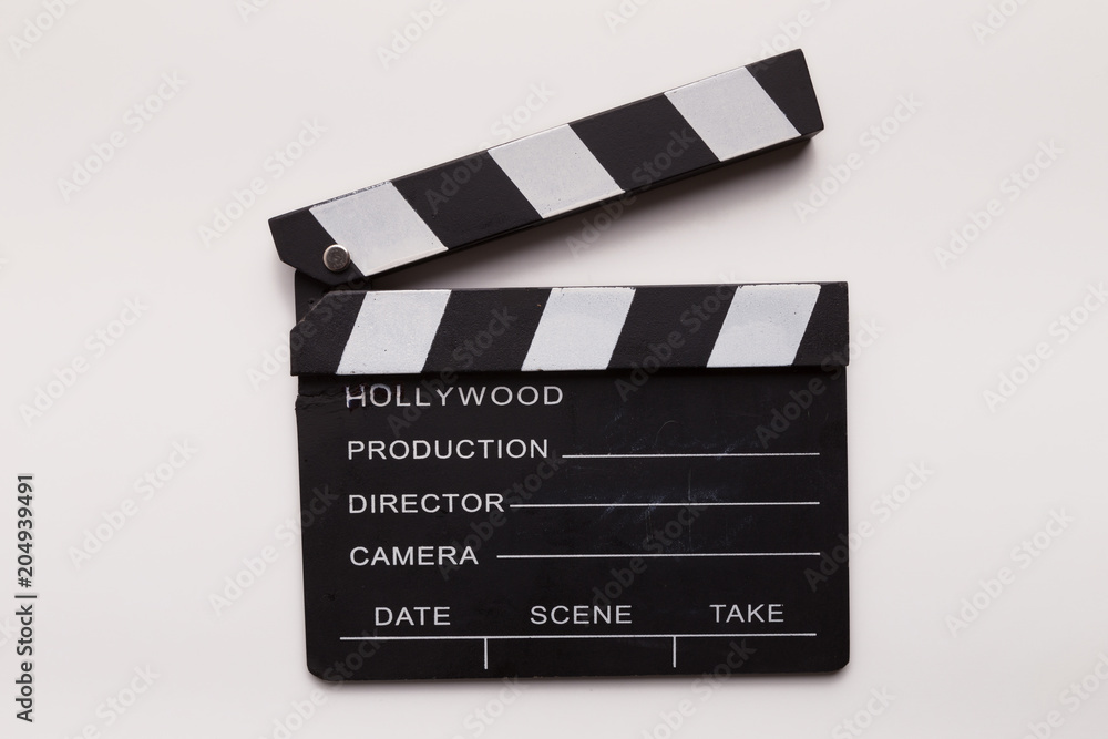 Clapperboard on white baclground, isolated