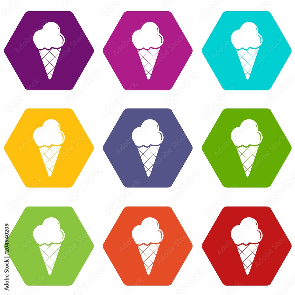 Cold ice cream icons set 9 vector Cold ice cream icons set 9 vector