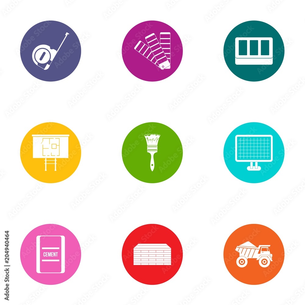 Processing icons set, flat style Processing icons set, flat style