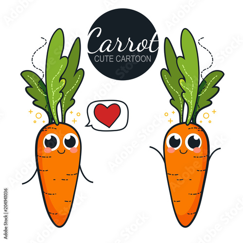 Cute carrot characters. Vector set