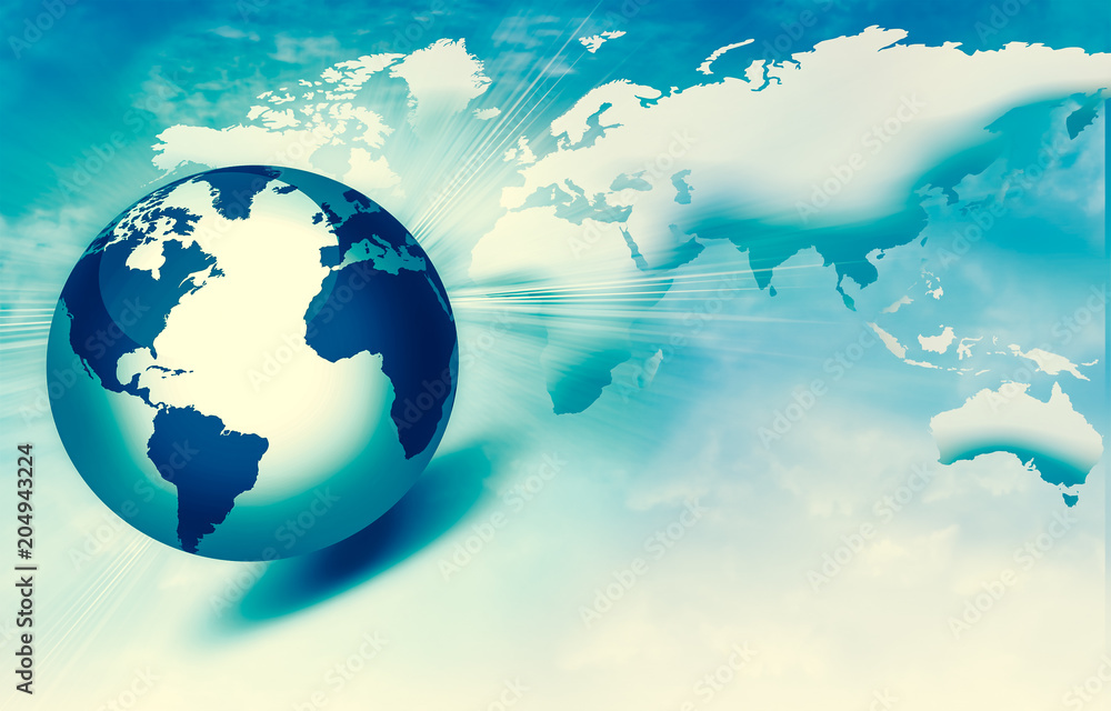 Naklejka premium Best Internet Concept of global business. Globe, glowing lines on technological background. Wi-Fi, rays, symbols Internet, 3D illustration