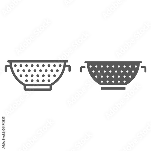 Colander line and glyph icon, kitchen and cooking, strainer sign vector graphics, a linear pattern on a white background, eps 10.