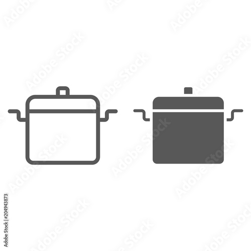 Cooking pan line and glyph icon, kitchen and cooking, cooking pot sign vector graphics, a linear pattern on a white background, eps 10.