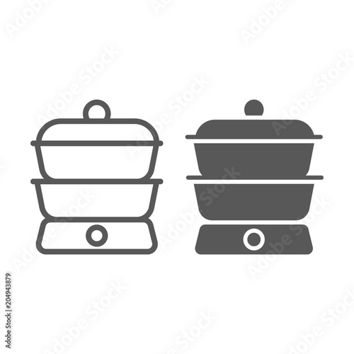 Double boiler line and glyph icon, kitchen and cooking, household sign vector graphics, a linear pattern on a white background, eps 10.