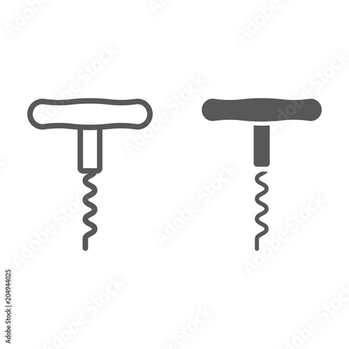 Corkscrew line and glyph icon, kitchen and cooking, opener sign vector graphics, a linear pattern on a white background, eps 10.