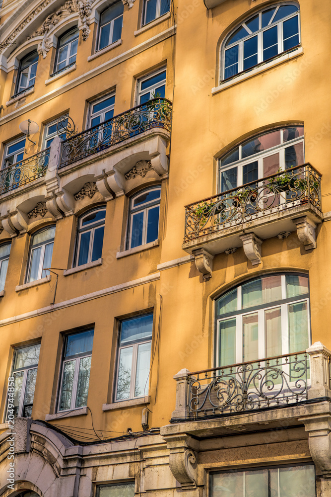 Beautiful  facade from ancient european style building.