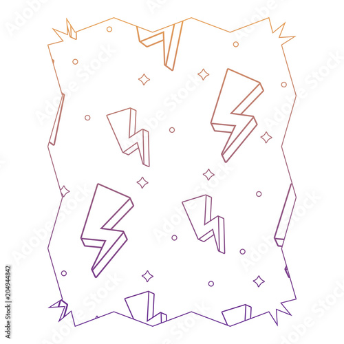 abstract frame with lightnings pattern over white background, vector illustration