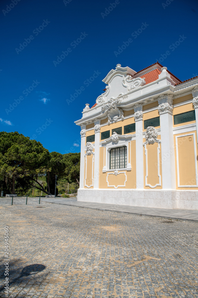 Fototapeta premium historical building facade with architectural decorations in Lisbon