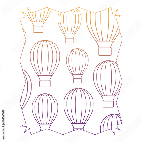 abstract frame with hot air balloons pattern over white background, vector illustration