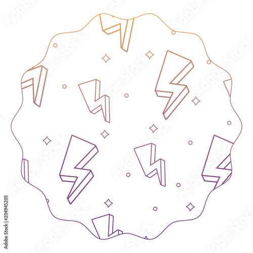circular frame with lightnings pattern over white background, vector illustration