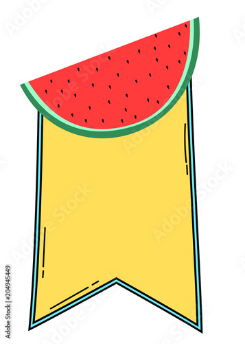 Summer themed fruity banner with watermelon slice