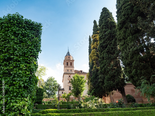 Stunning view of Alhambra palace and fortress complex located in Granada, Andalusia, Spain.