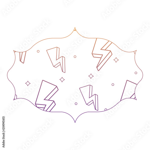 arabic frame with lightnings pattern over white background, vector illustration