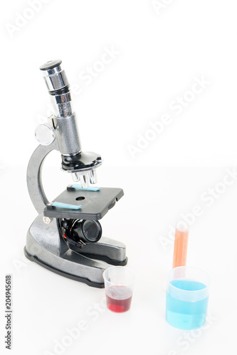 single microscope in science laboratory for analyze biology