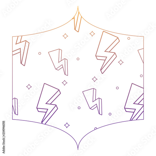 decorative frame with lightnings pattern over white background, vector illustration