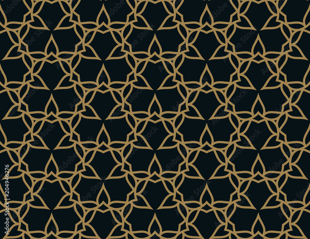 Seamless pattern. Graphic lines ornament. Floral stylish backgro Seamless pattern. Graphic lines ornament. Floral stylish backgro