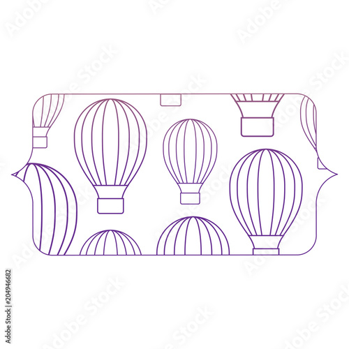 banner with hot air balloons pattern over white background, vector illustration