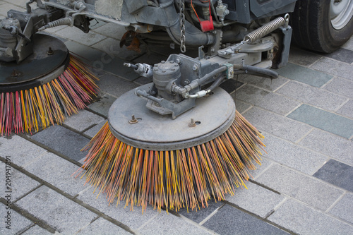 Brushs of street cleaning machine on street © batuhan toker