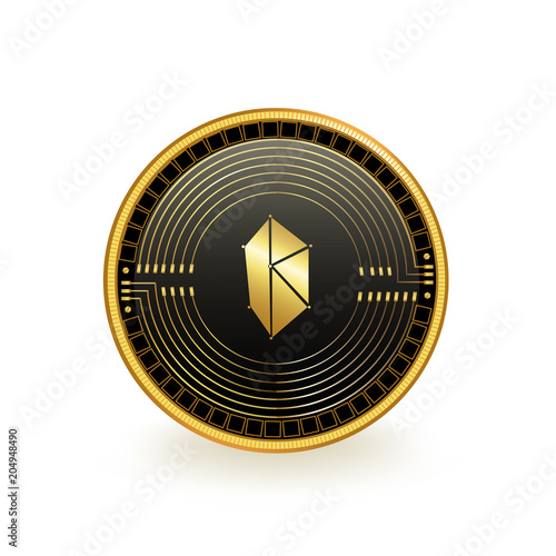 Kyber Network Cryptocurrency Black Coin Isolated photo