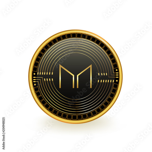 Maker Cryptocurrency Black Coin Isolated