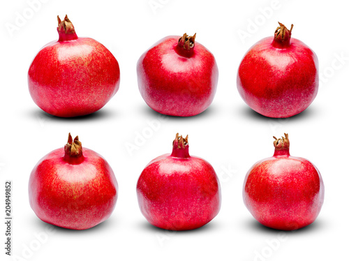 Set of Pomegranates isolated on white