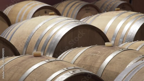 Close up, casks in winery