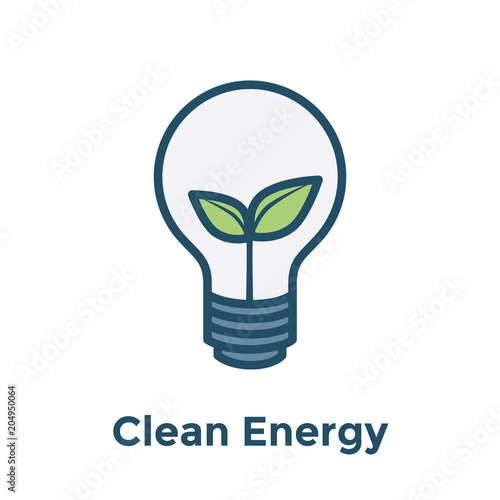 Green Energy icon showing with recyclable lightbulb / clean energy solution