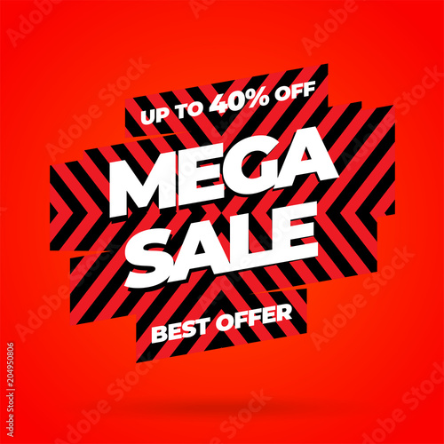 Red Sale banner template design, Mega sale special offer. End of season special offer banner. Vector illustration.
