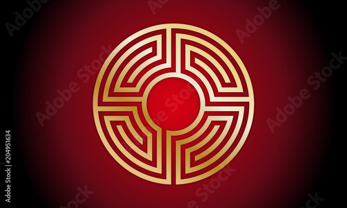 Gold Chinese Labyrinth Symbol