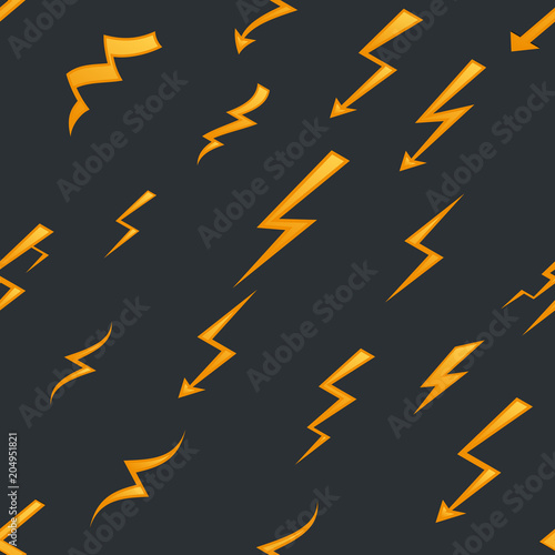 Seamless pattern lightning thunder bolt pictogram icons set design elements vector illustration