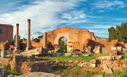 Ruins of Roman Forum, or Forum of Caesar, in Rome, Italy