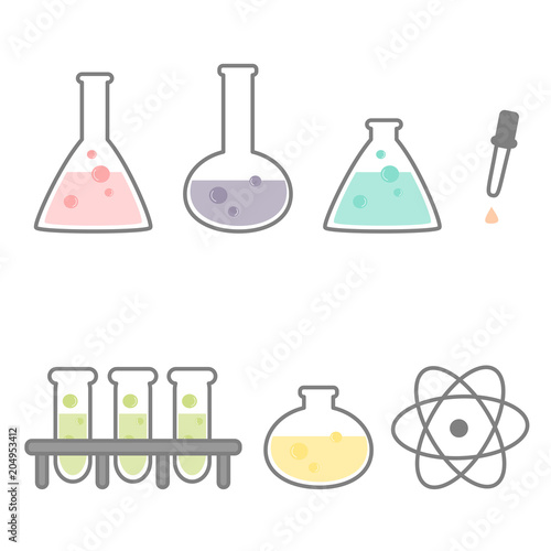 cute cartoon set of chemical vector icons