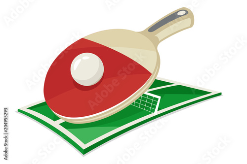 Table tennis racket ball field sport cartoon isolated icon vector illustration