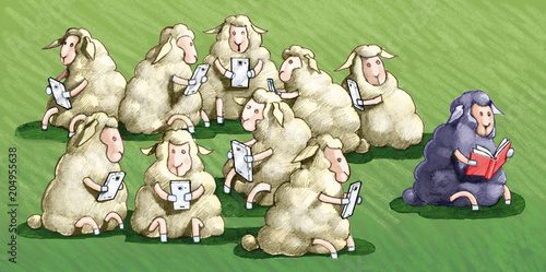 Cuadro en lienzo the sheep black law doesn't use the jail cell differences in our society concept