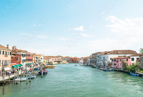 Panorama of Murano Island,Italy,15 May 2018,panorama of the large canal of the island of Murano main water street of the island, wallpaper, texture, © Rita