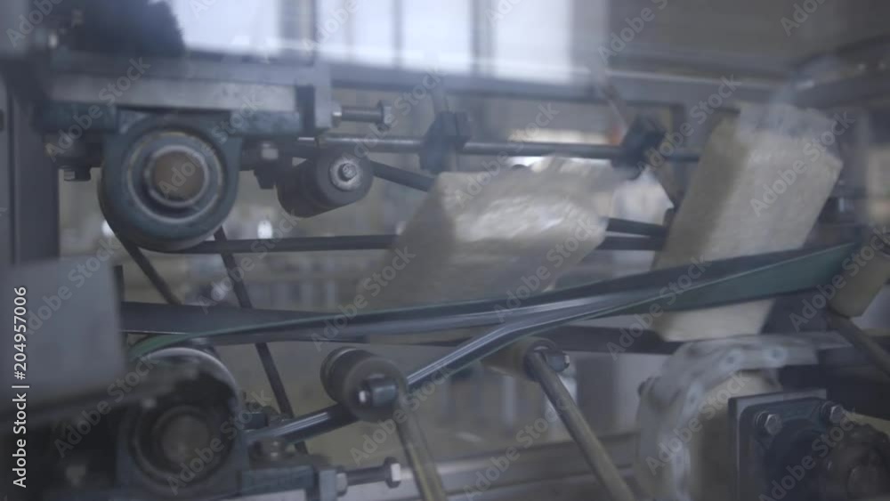 Close up, rice flour conveyer belt Close up, rice flour conveyer belt