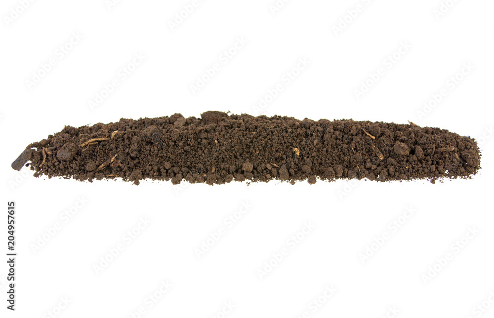 pile of soil, earth on white background pile of soil, earth on white background