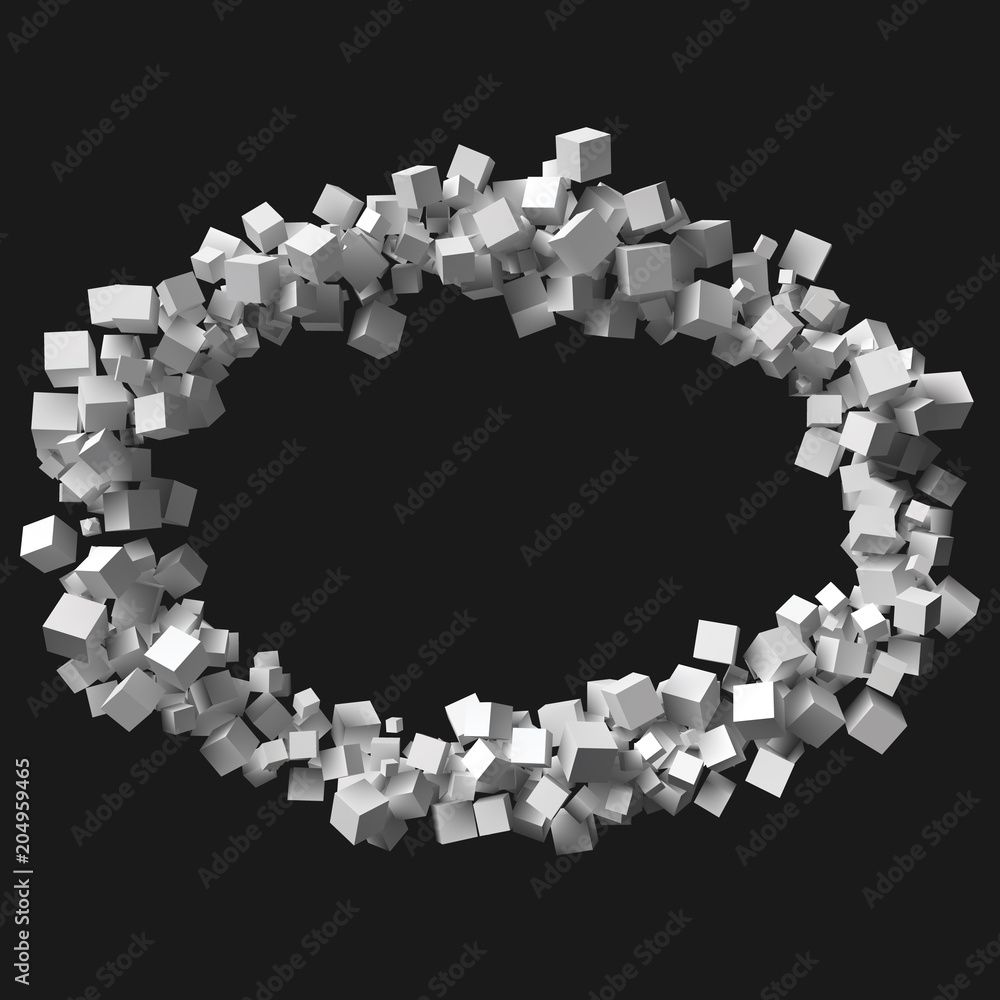 Obraz premium big circular frame formed by random sized cubes