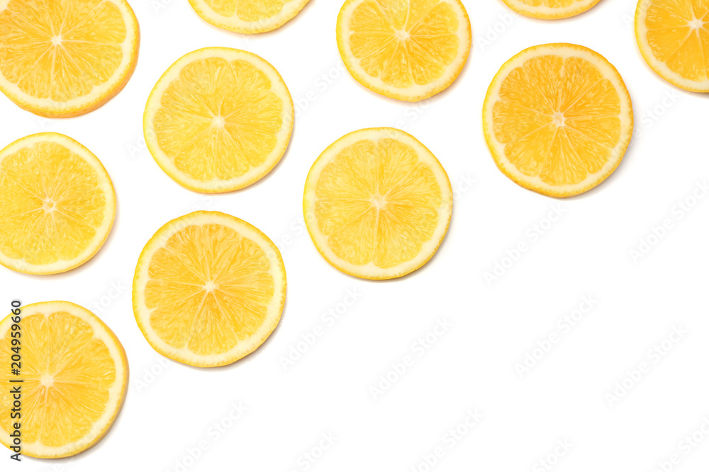 healthy food. sliced lemon isolated on white background top view