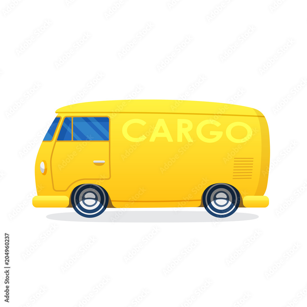 Retro van for cargo transportation in flat style Retro van for cargo transportation in flat style