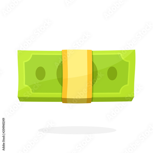 Bundle of paper money in flat style