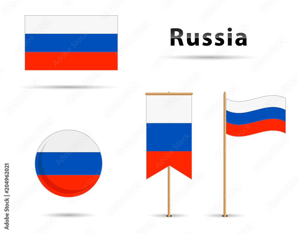 Set of Russian flags in different shapes Set of Russian flags in different shapes