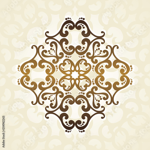 Decorative floral element. Vintage style. Vector illustration. Gold pattern