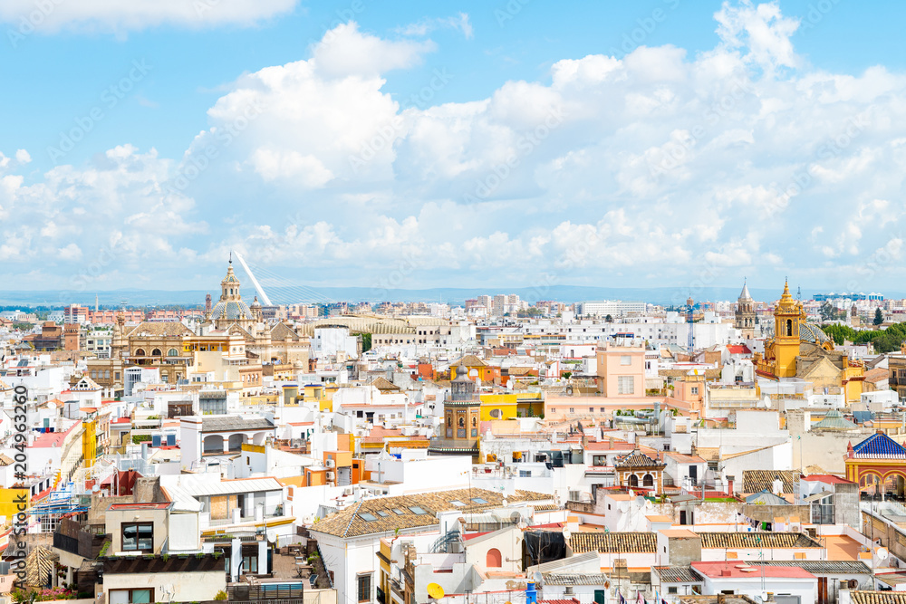 panoramic views of Seville old town, Spain