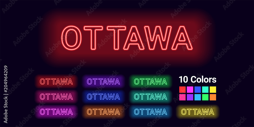 Neon name of Ottawa city Neon name of Ottawa city