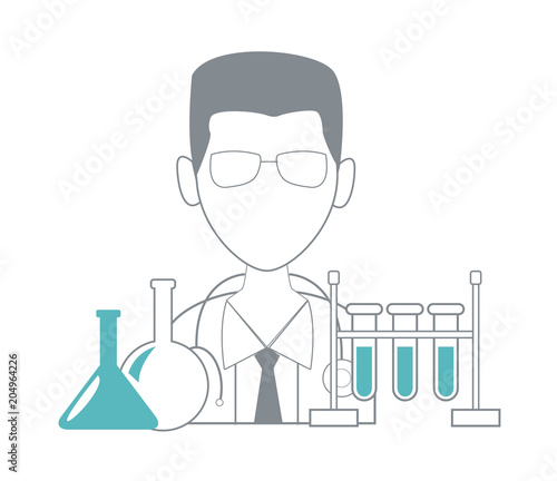 Doctor avatar with medical equipment vector illustration graphic design