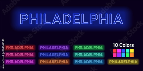 Neon name of Philadelphia city