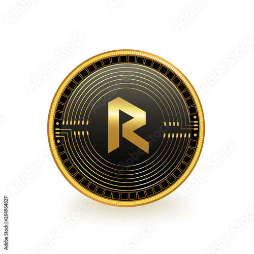 Revain Cryptocurrency Black Coin Isolated