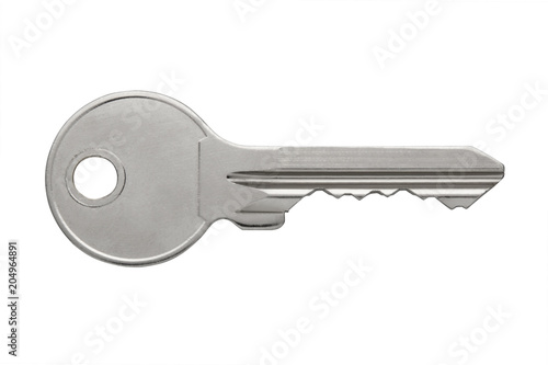 Fotografie, Tablou metal glossy apartment keys isolated on white background, flat key